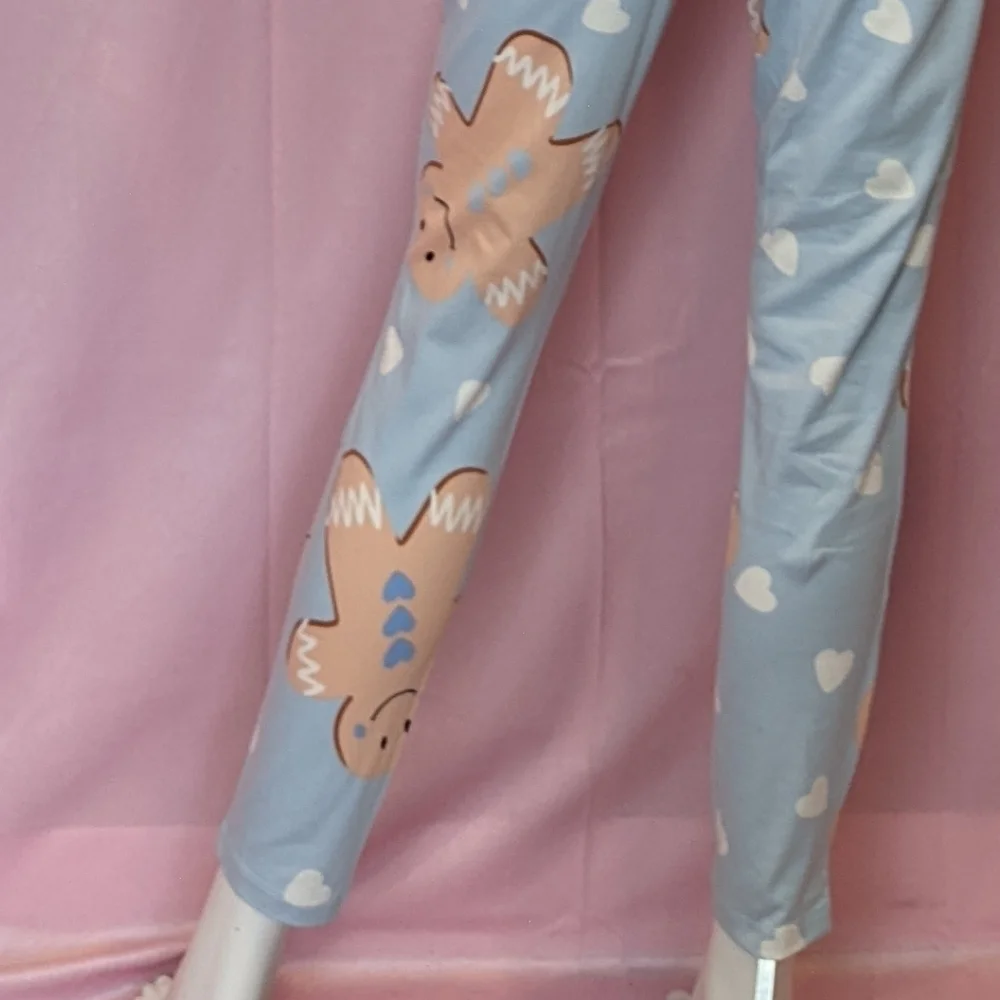 ASOS Light Blue Gingerbread Crop Tee and Matching Leggings Christmas Pajamas